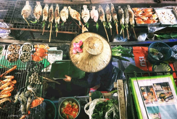 Mercado flutuante de bangkok